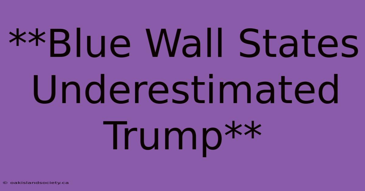 **Blue Wall States Underestimated Trump**