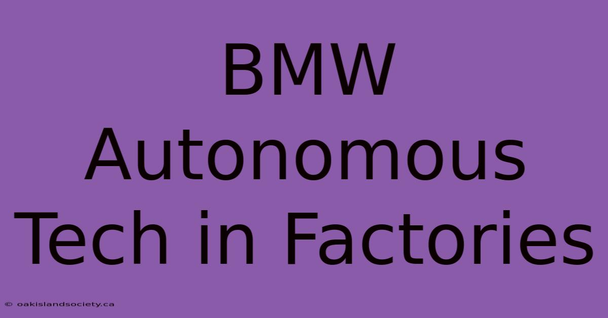 BMW Autonomous Tech In Factories