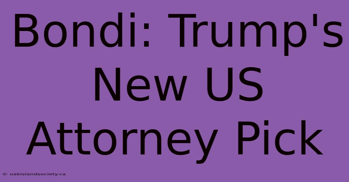 Bondi: Trump's New US Attorney Pick