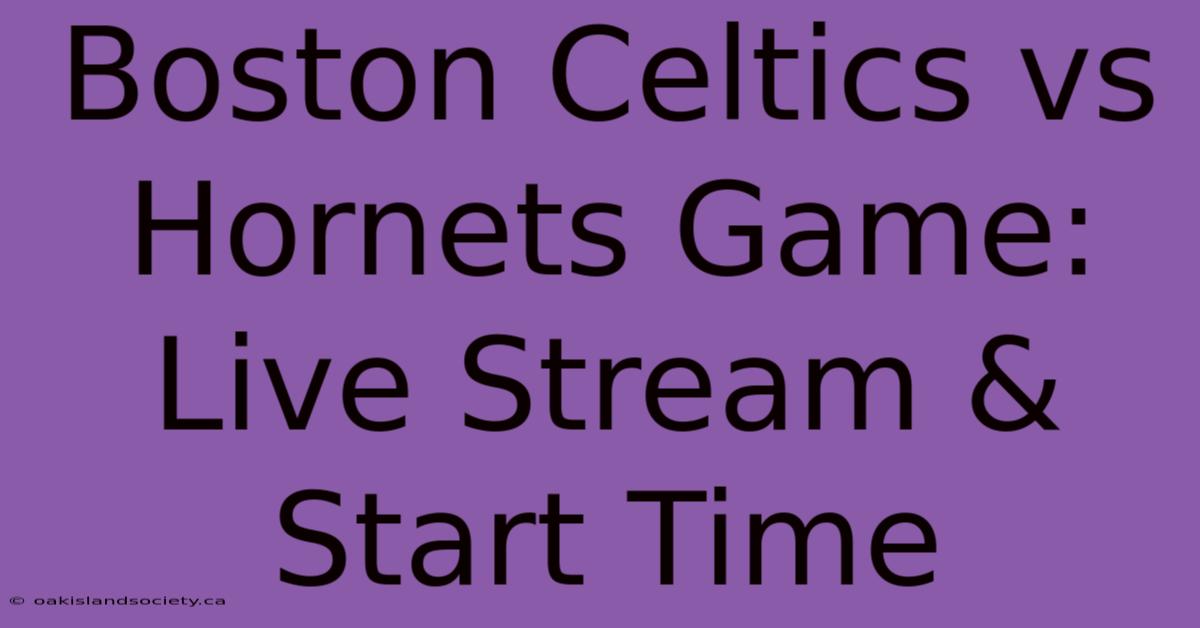 Boston Celtics Vs Hornets Game: Live Stream & Start Time