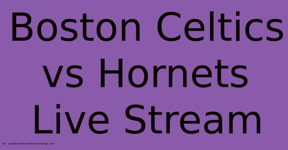 Boston Celtics Vs Hornets Live Stream 