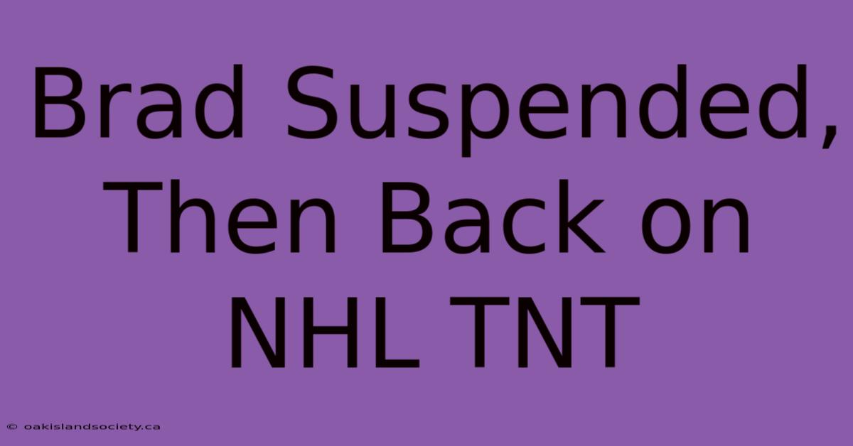 Brad Suspended, Then Back On NHL TNT