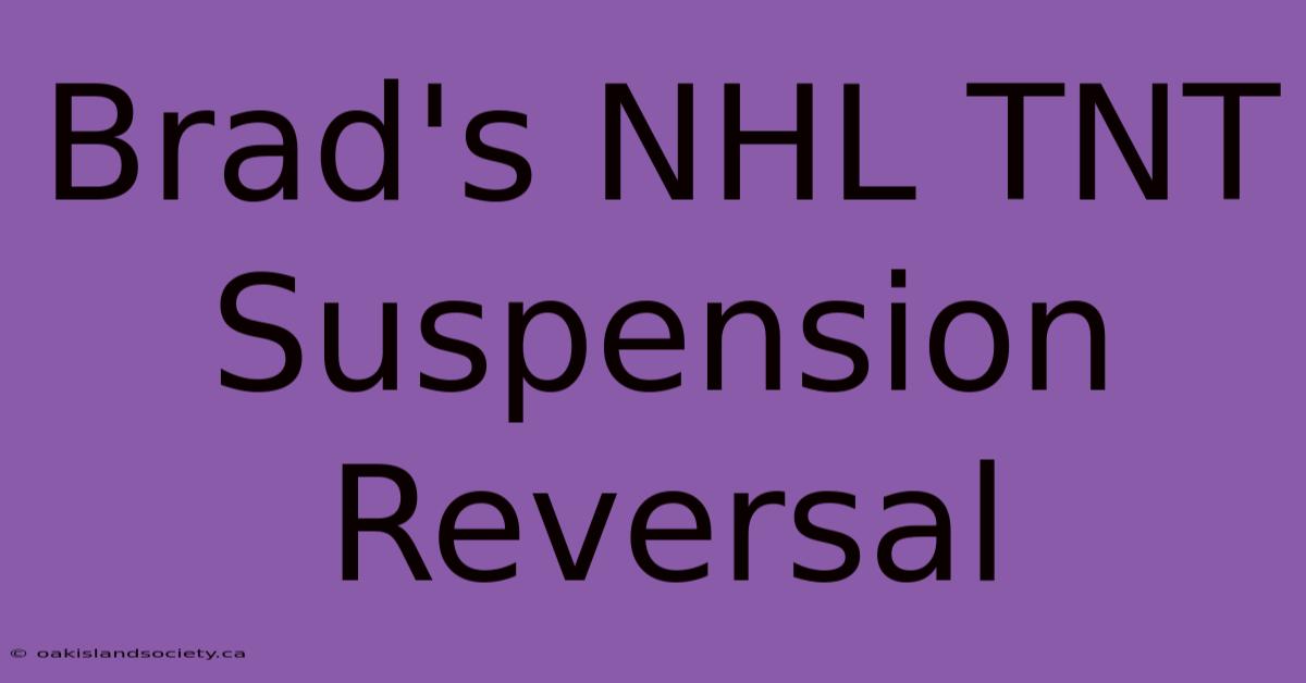 Brad's NHL TNT Suspension Reversal