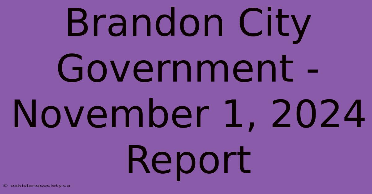 Brandon City Government - November 1, 2024 Report 