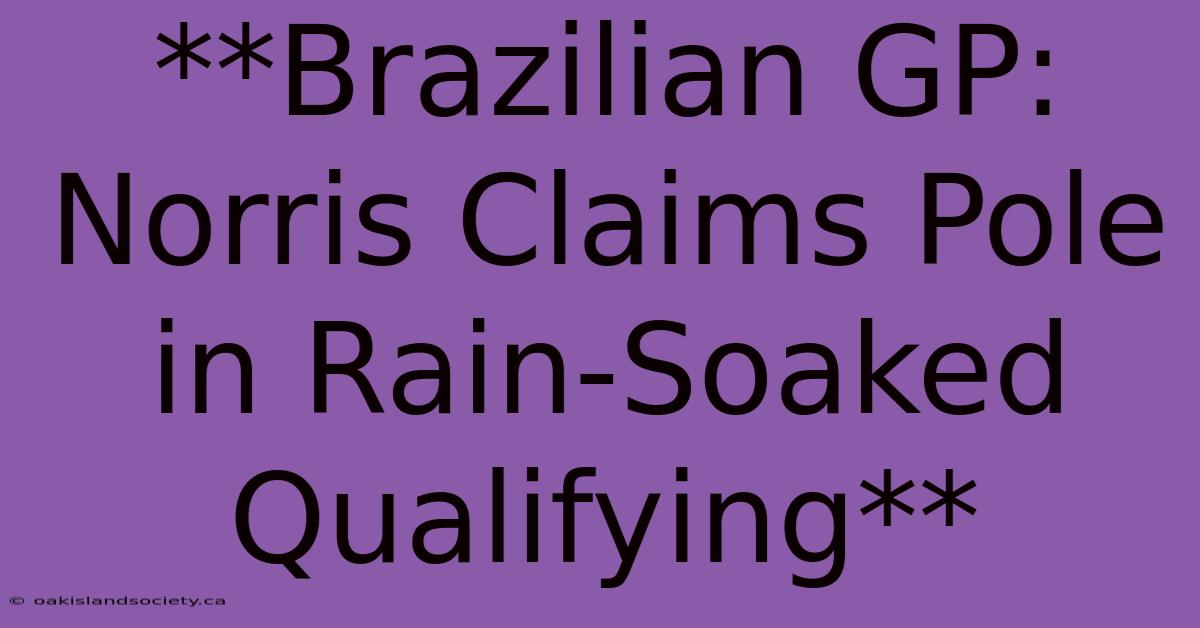 **Brazilian GP: Norris Claims Pole In Rain-Soaked Qualifying**