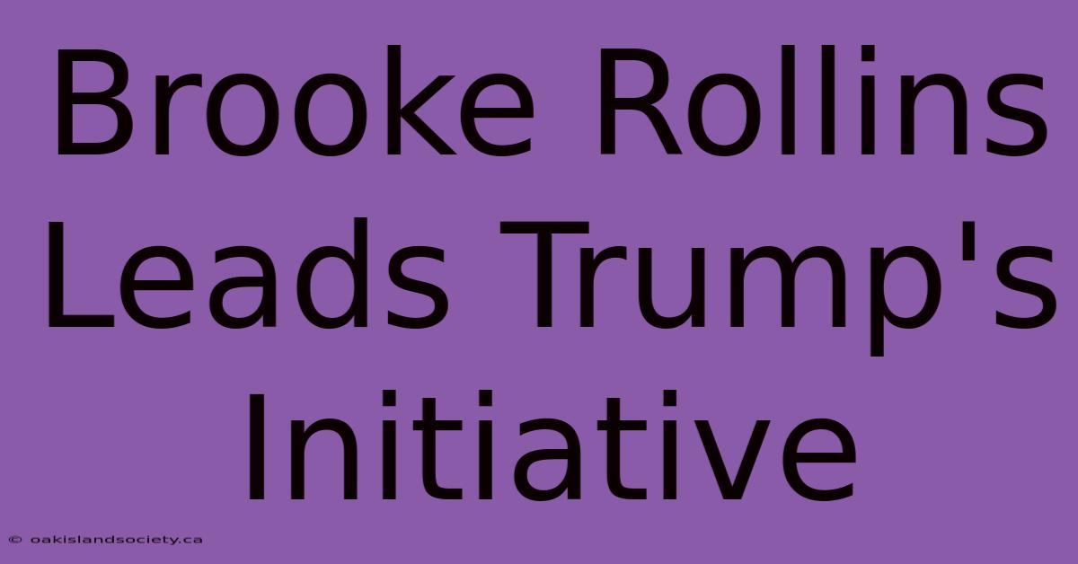 Brooke Rollins Leads Trump's Initiative