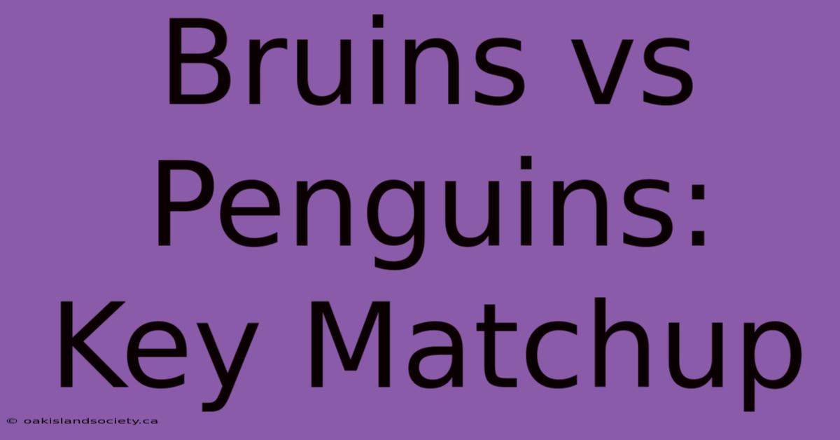 Bruins Vs Penguins: Key Matchup