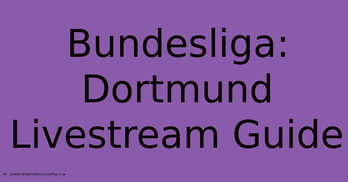 Bundesliga: Dortmund Livestream Guide