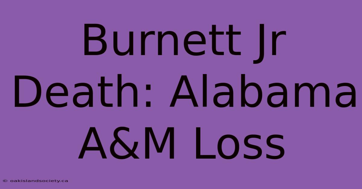 Burnett Jr Death: Alabama A&M Loss