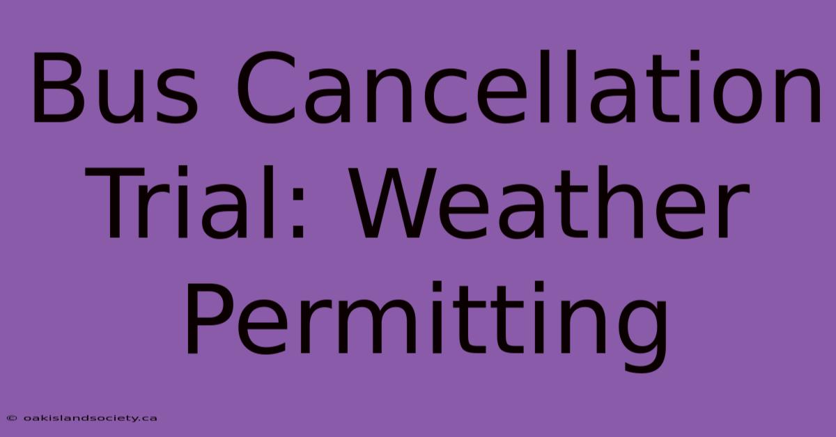 Bus Cancellation Trial: Weather Permitting