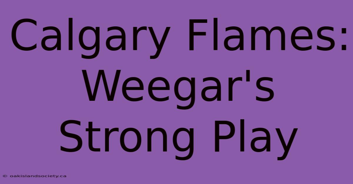 Calgary Flames: Weegar's Strong Play