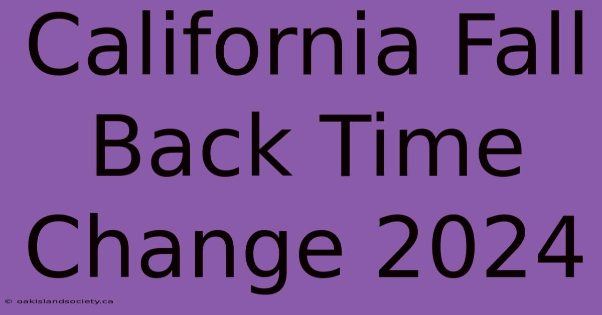 California Fall Back Time Change 2024