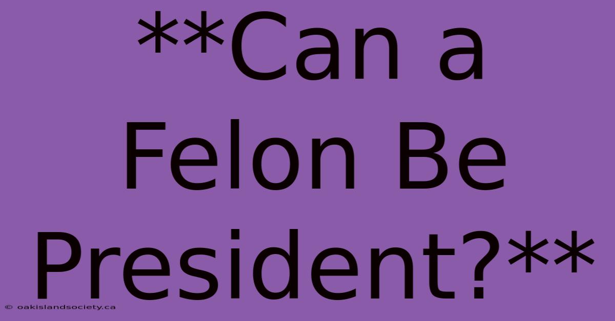 **Can A Felon Be President?**