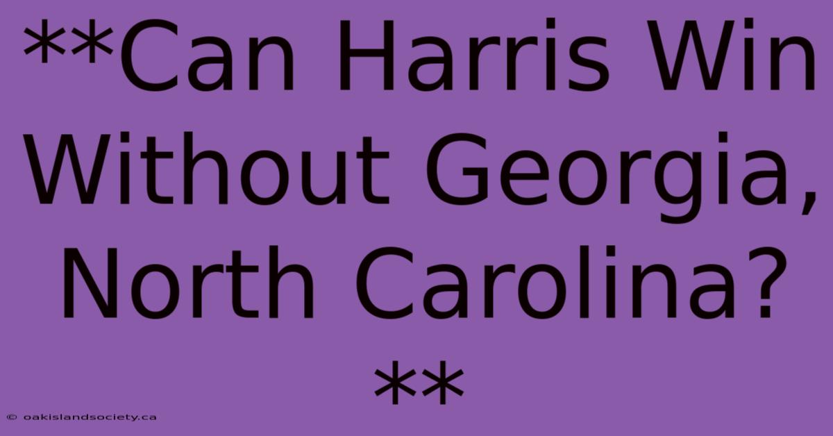 **Can Harris Win Without Georgia, North Carolina?**