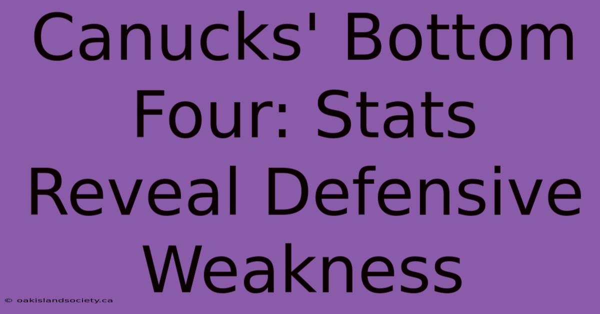 Canucks' Bottom Four: Stats Reveal Defensive Weakness