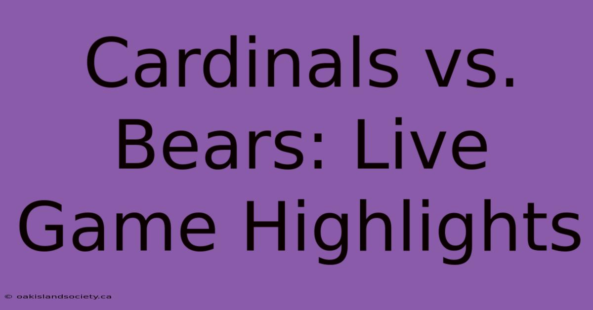 Cardinals Vs. Bears: Live Game Highlights