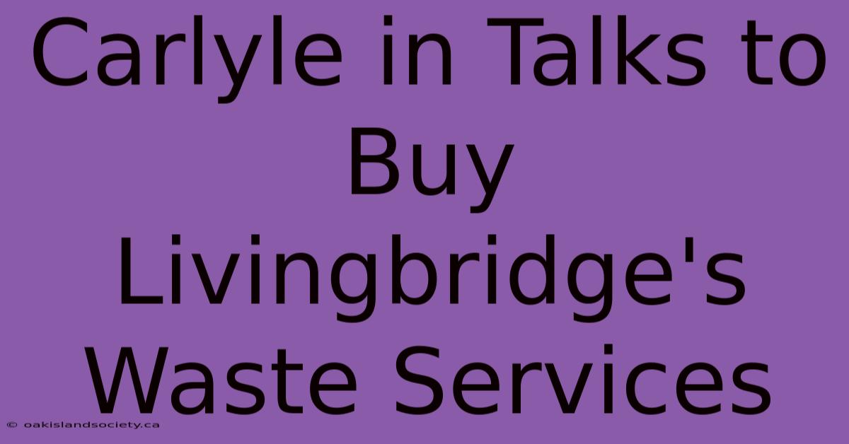 Carlyle In Talks To Buy Livingbridge's Waste Services