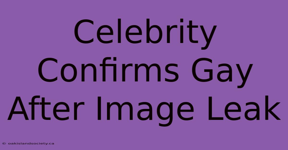 Celebrity Confirms Gay After Image Leak