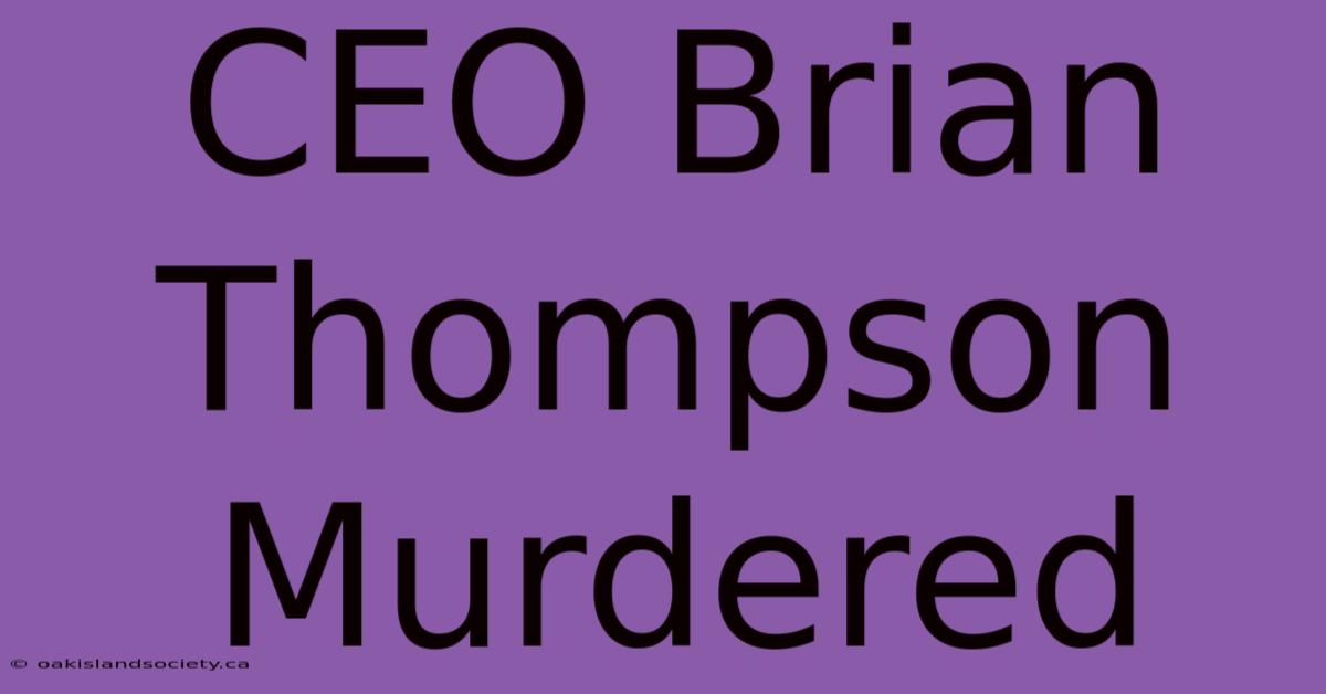 CEO Brian Thompson Murdered