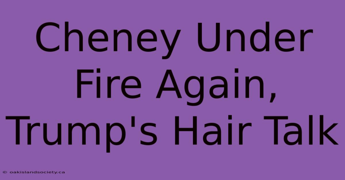 Cheney Under Fire Again, Trump's Hair Talk