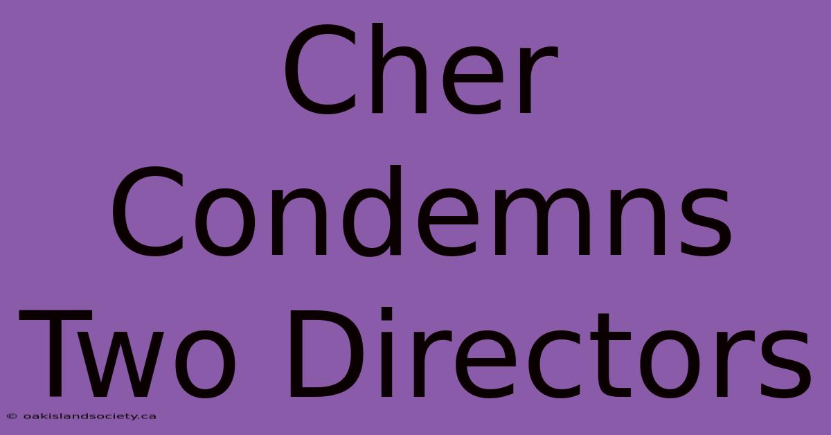 Cher Condemns Two Directors