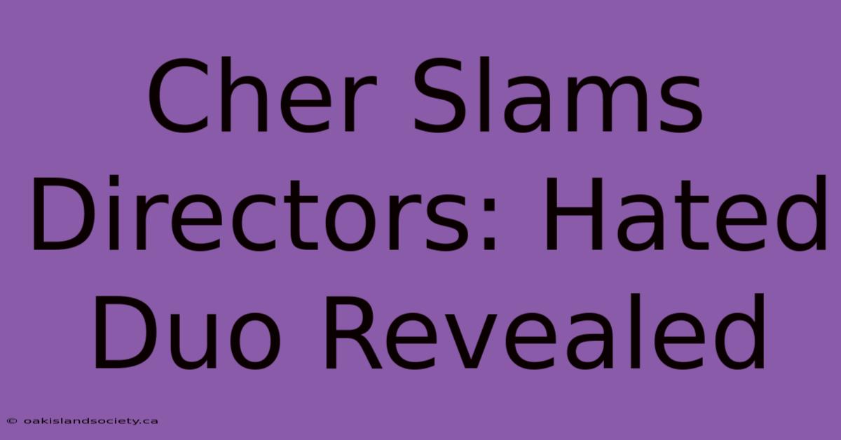 Cher Slams Directors: Hated Duo Revealed