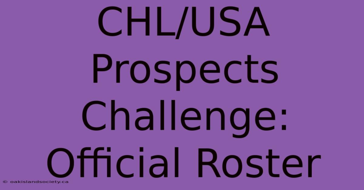 CHL/USA Prospects Challenge: Official Roster