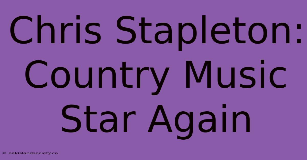 Chris Stapleton: Country Music Star Again