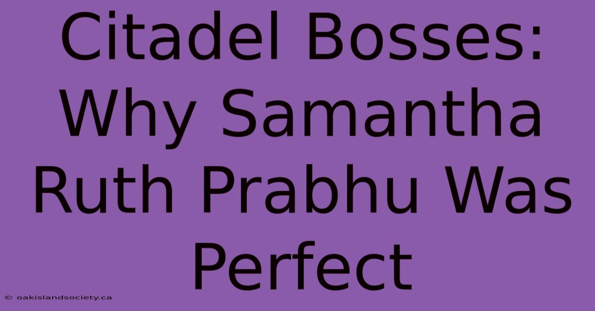 Citadel Bosses: Why Samantha Ruth Prabhu Was Perfect