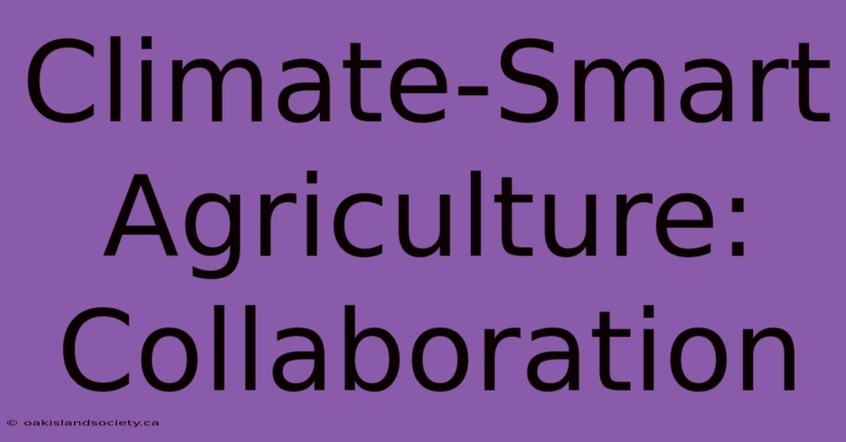 Climate-Smart Agriculture: Collaboration