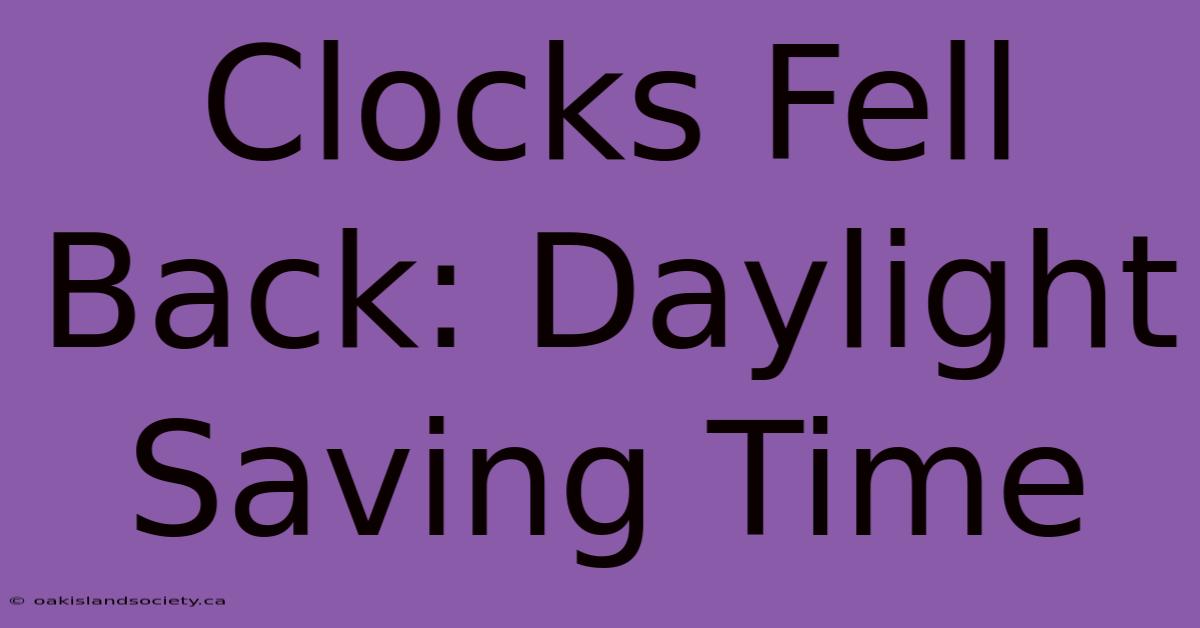 Clocks Fell Back: Daylight Saving Time