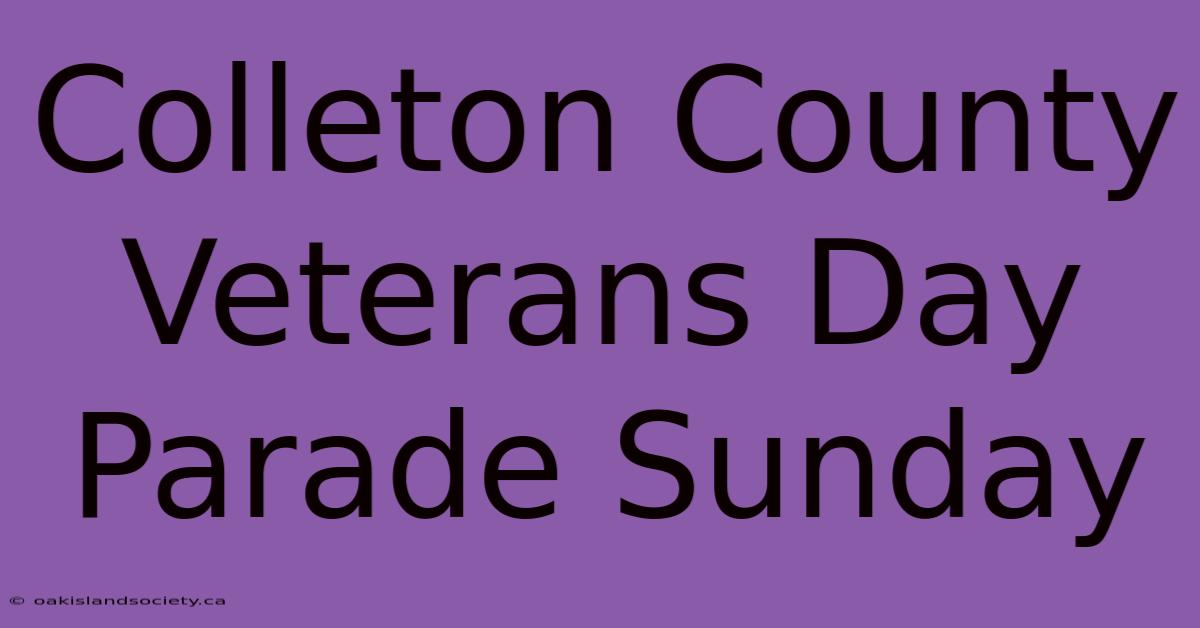 Colleton County Veterans Day Parade Sunday