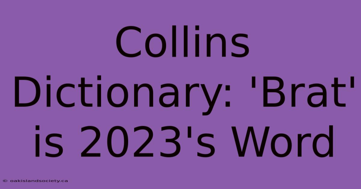 Collins Dictionary: 'Brat' Is 2023's Word