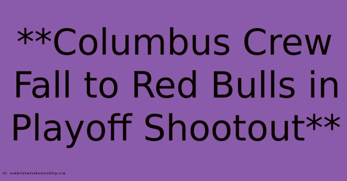 **Columbus Crew Fall To Red Bulls In Playoff Shootout** 