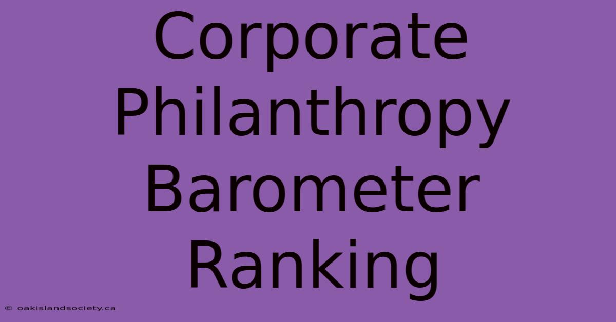 Corporate Philanthropy Barometer Ranking