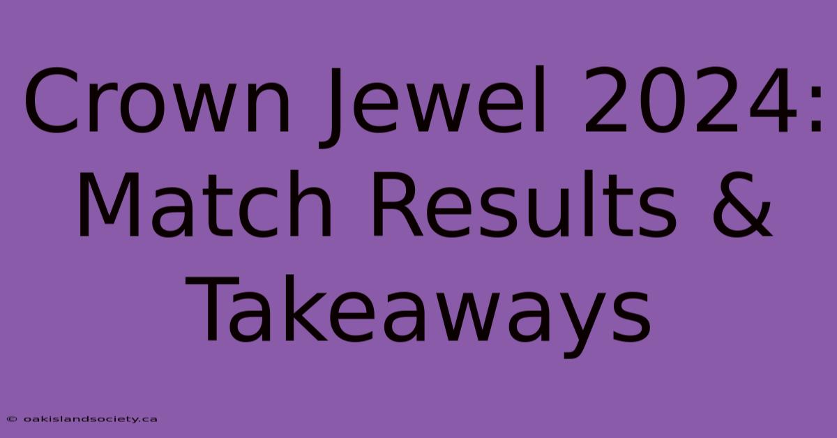 Crown Jewel 2024: Match Results & Takeaways