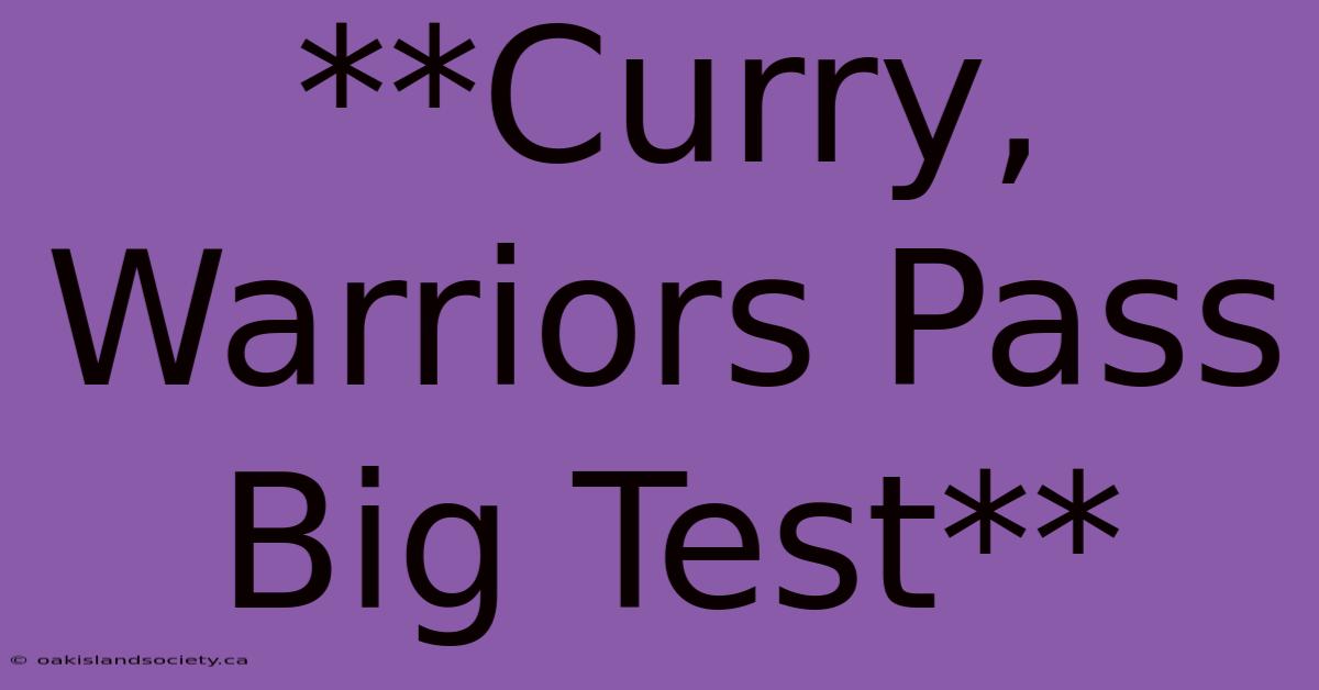 **Curry, Warriors Pass Big Test** 