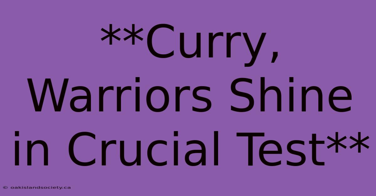 **Curry, Warriors Shine In Crucial Test** 