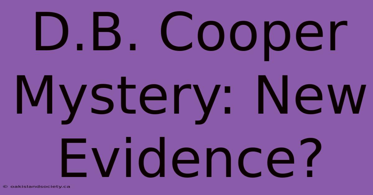 D.B. Cooper Mystery: New Evidence?