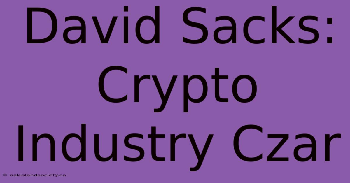 David Sacks: Crypto Industry Czar