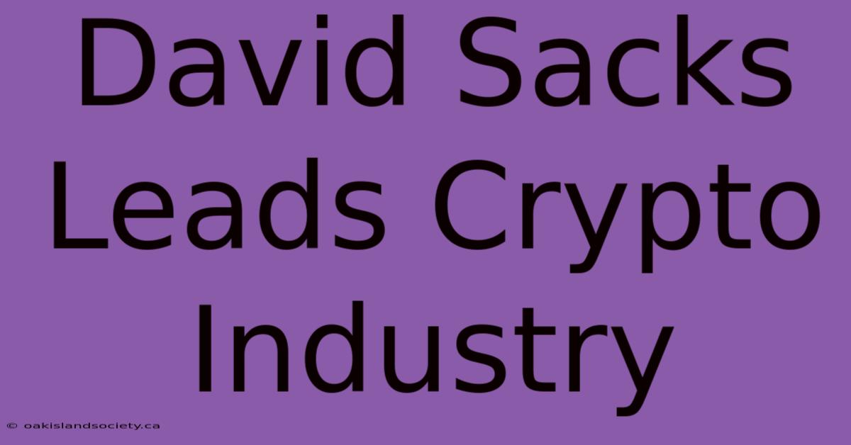 David Sacks Leads Crypto Industry