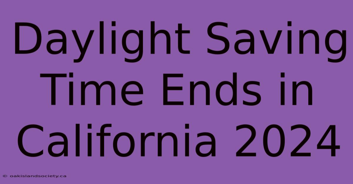 Daylight Saving Time Ends In California 2024