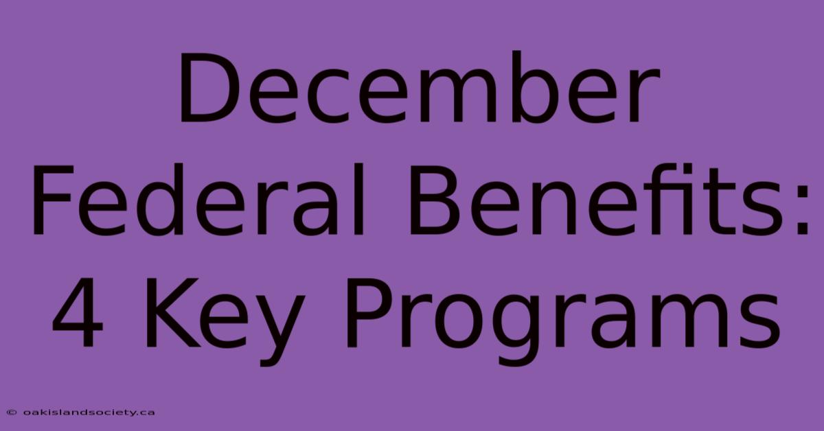 December Federal Benefits: 4 Key Programs