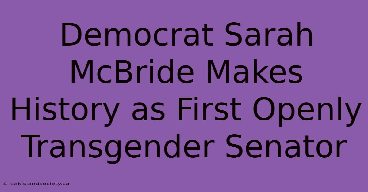 Democrat Sarah McBride Makes History As First Openly Transgender Senator