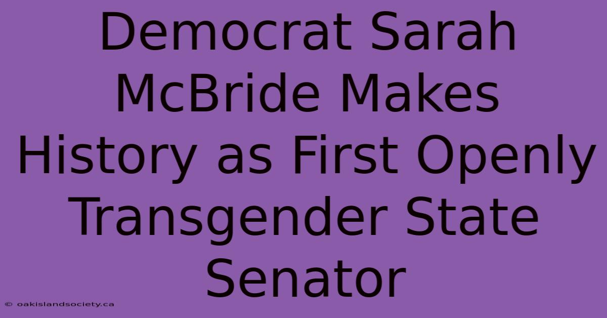 Democrat Sarah McBride Makes History As First Openly Transgender State Senator