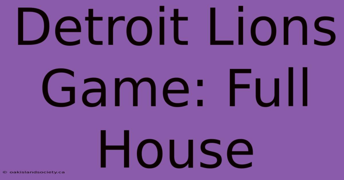 Detroit Lions Game: Full House