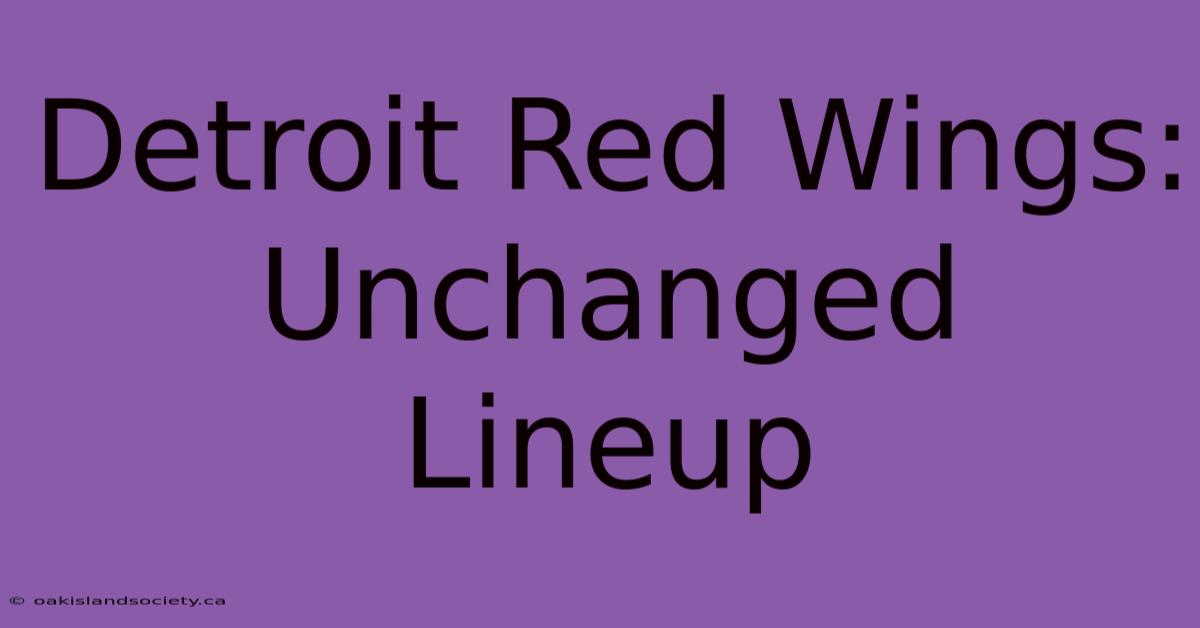 Detroit Red Wings: Unchanged Lineup