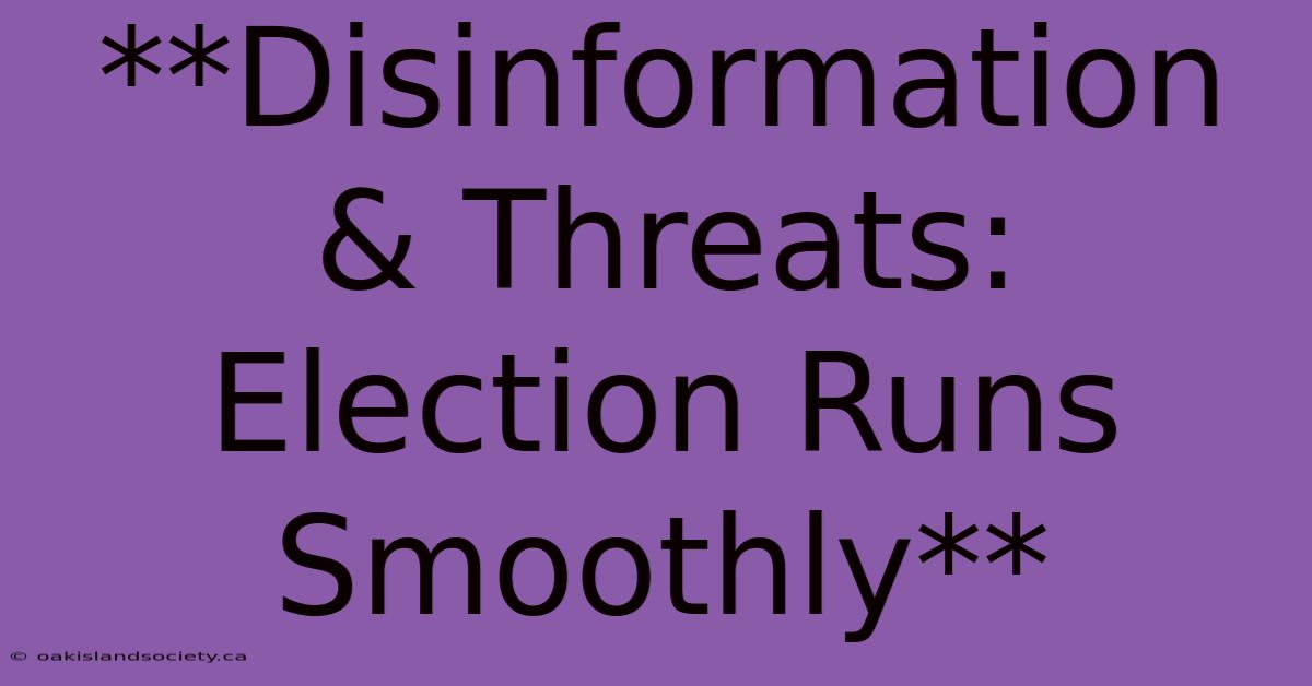 **Disinformation & Threats: Election Runs Smoothly** 