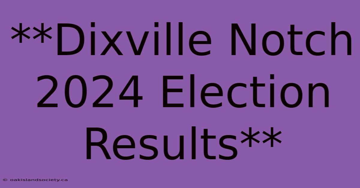 **Dixville Notch 2024 Election Results** 