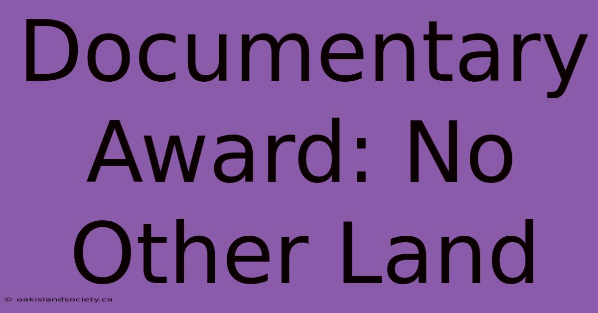 Documentary Award: No Other Land